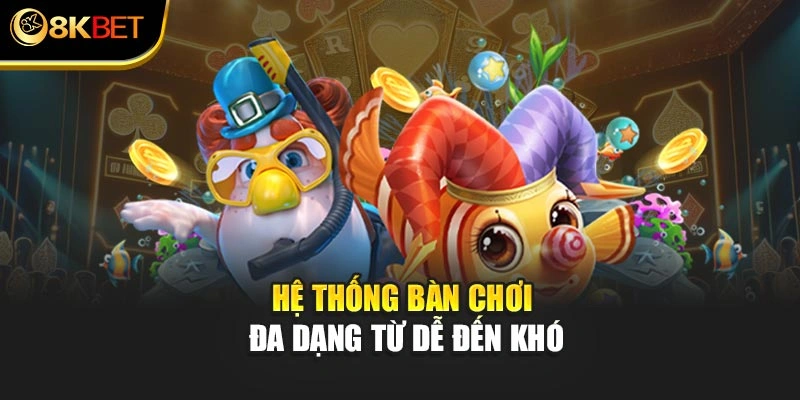 Hệ thống bàn chơi đa dạng từ dễ đến khó